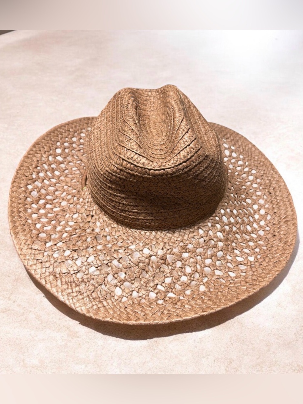 Universal Thread Brown Straw Wide-Brim Sun Hat adjustable NWT - Picture 2 of 4